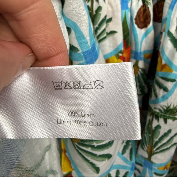 Borgo De Nor Linen Pineapple Palm Tree Printed Dani Dress - Picture 6 of 8